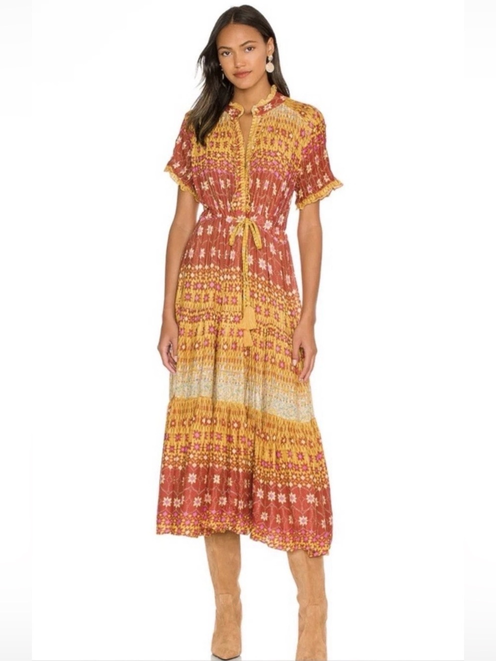 Free People Rare Feelings Maxi Dress Size S Goldenrod Color⭐️NEW WITHOUT TAGS⭐️